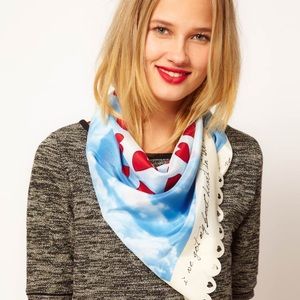 Moschino Heart in the Clouds Silk Scarf